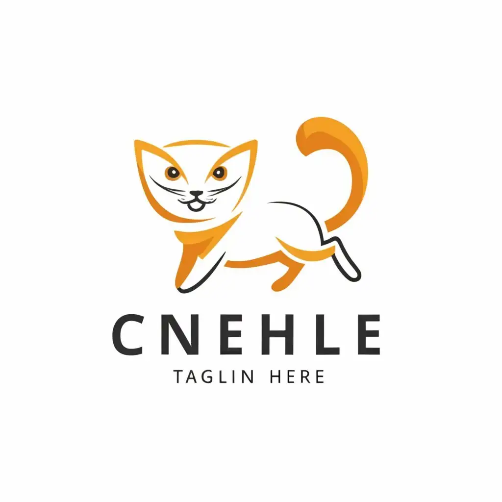 LOGO-Design-for-Cnehle-Playful-Feline-Mascot-with-a-Modern-Twist-on-a-Lively-Background