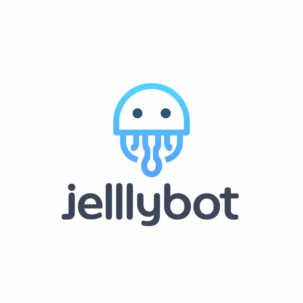 a logo design,with the text "Jellybot", main symbol:Jellyfish robot and ocean plastic waste,Minimalistic,be used in Technology industry,clear background