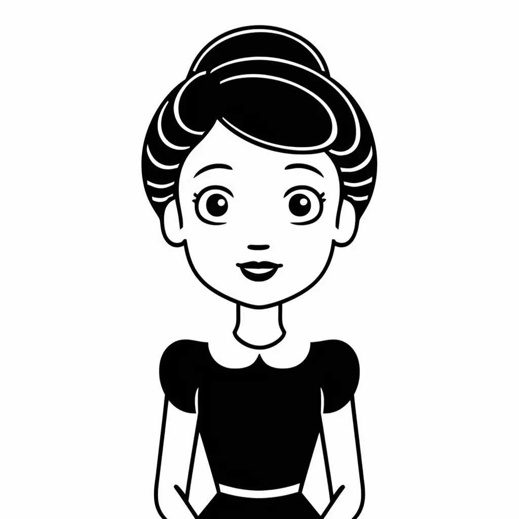 simple character drawing using curves as in photoshop or adobe illustrator lines, without painting and shadows