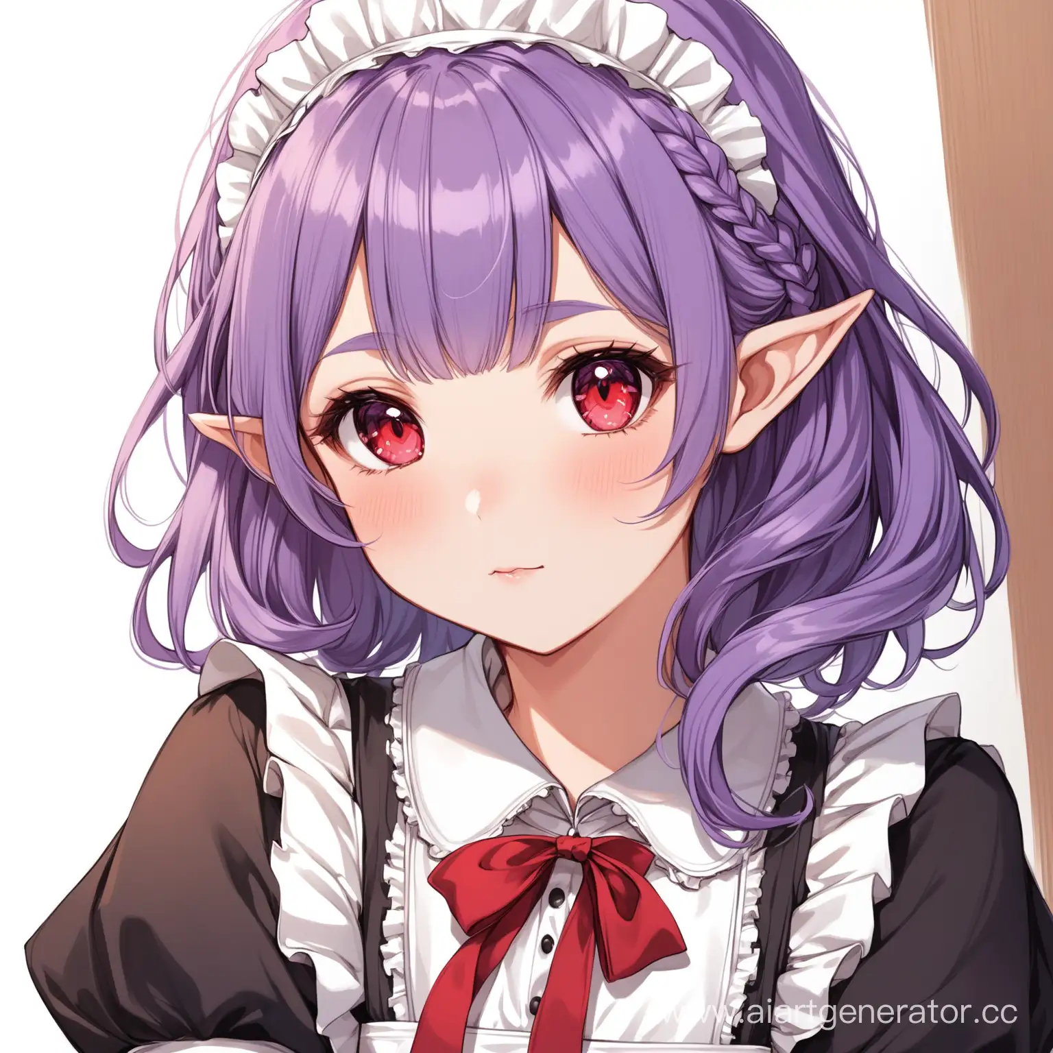 Elf-Race-Maid-with-Purple-Hair-and-Red-Eyes