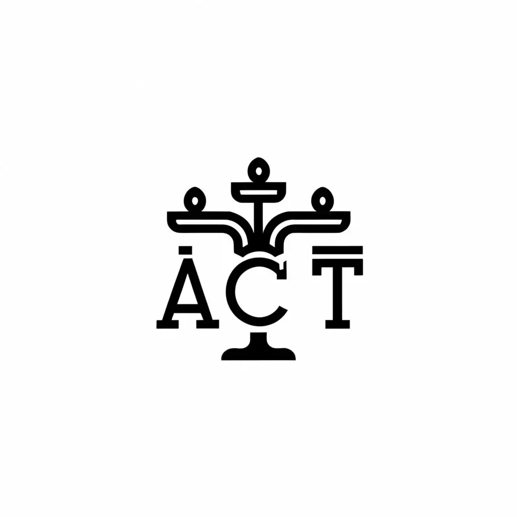 a logo design,with the text "ACT", main symbol:candelabra,Minimalistic,clear background
