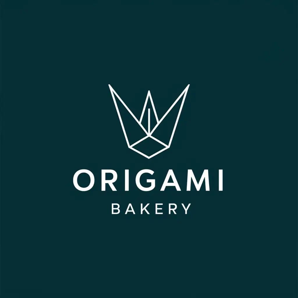 logo, Origami crane, Japanese inspiration, with the text "Origami Bakery", typography