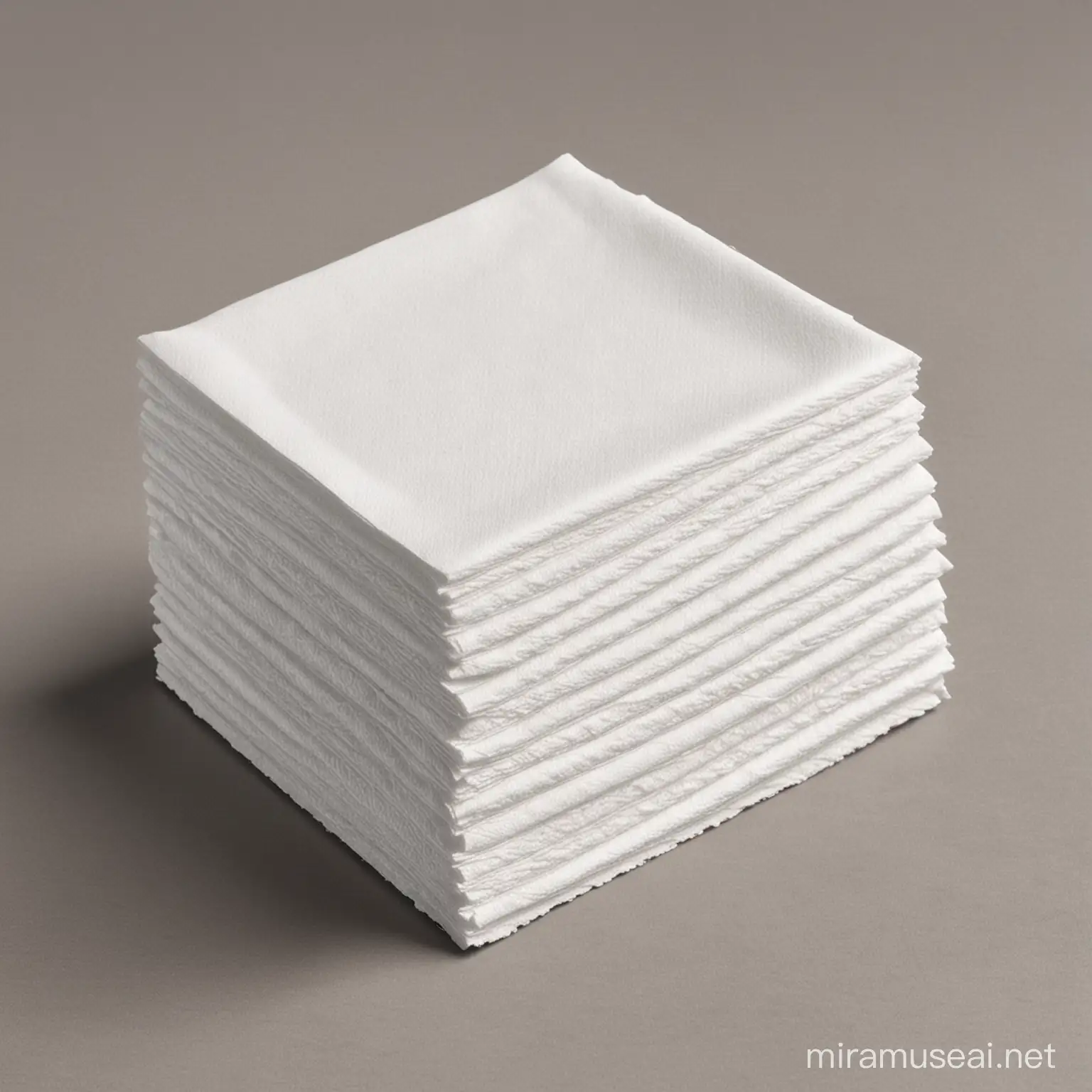 create a realistic white stack of paper napkin