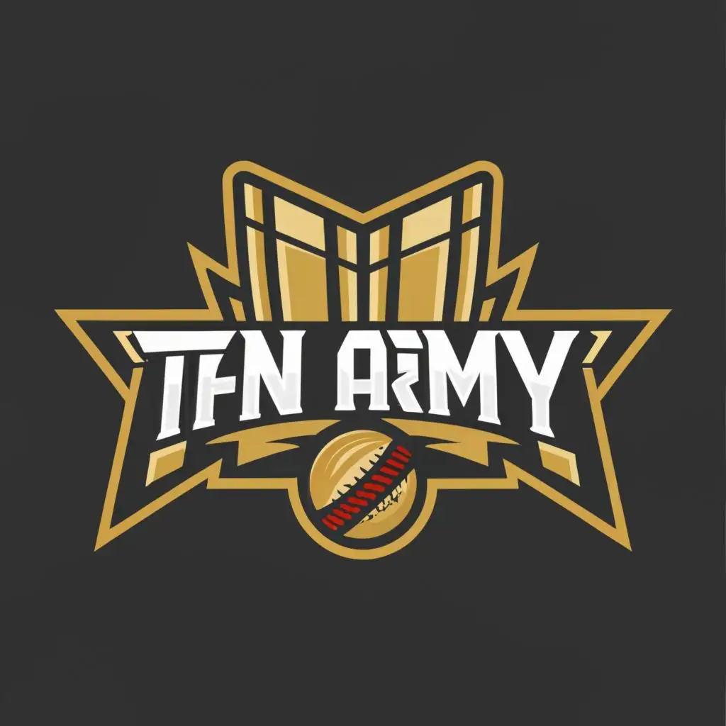 a logo design,with the text "TFN ARMY", main symbol:CRICKET SPORTS REFERENCE,Moderate,clear background