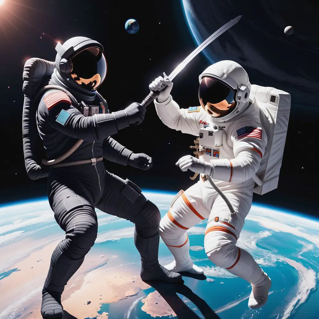Astronaut Ninja fight in Space