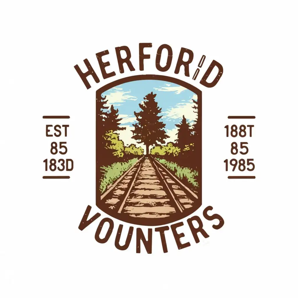 logo, Tree or railroad tracks, with the text "Hereford/NCR Volunteers", typography, be used in Sports Fitness industry