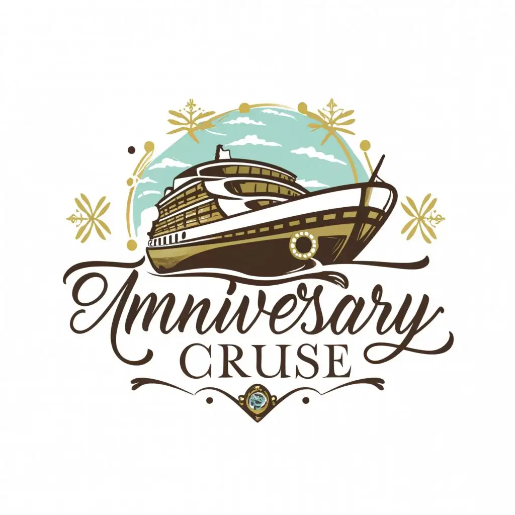 LOGO-Design-for-Anniversary-Cruise-Nautical-Theme-with-Modern-Cruise-Ship-Silhouette-and-Celebratory-Elements