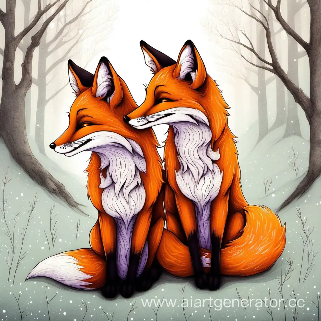 Playful-Fox-Duo-in-a-Sunlit-Forest