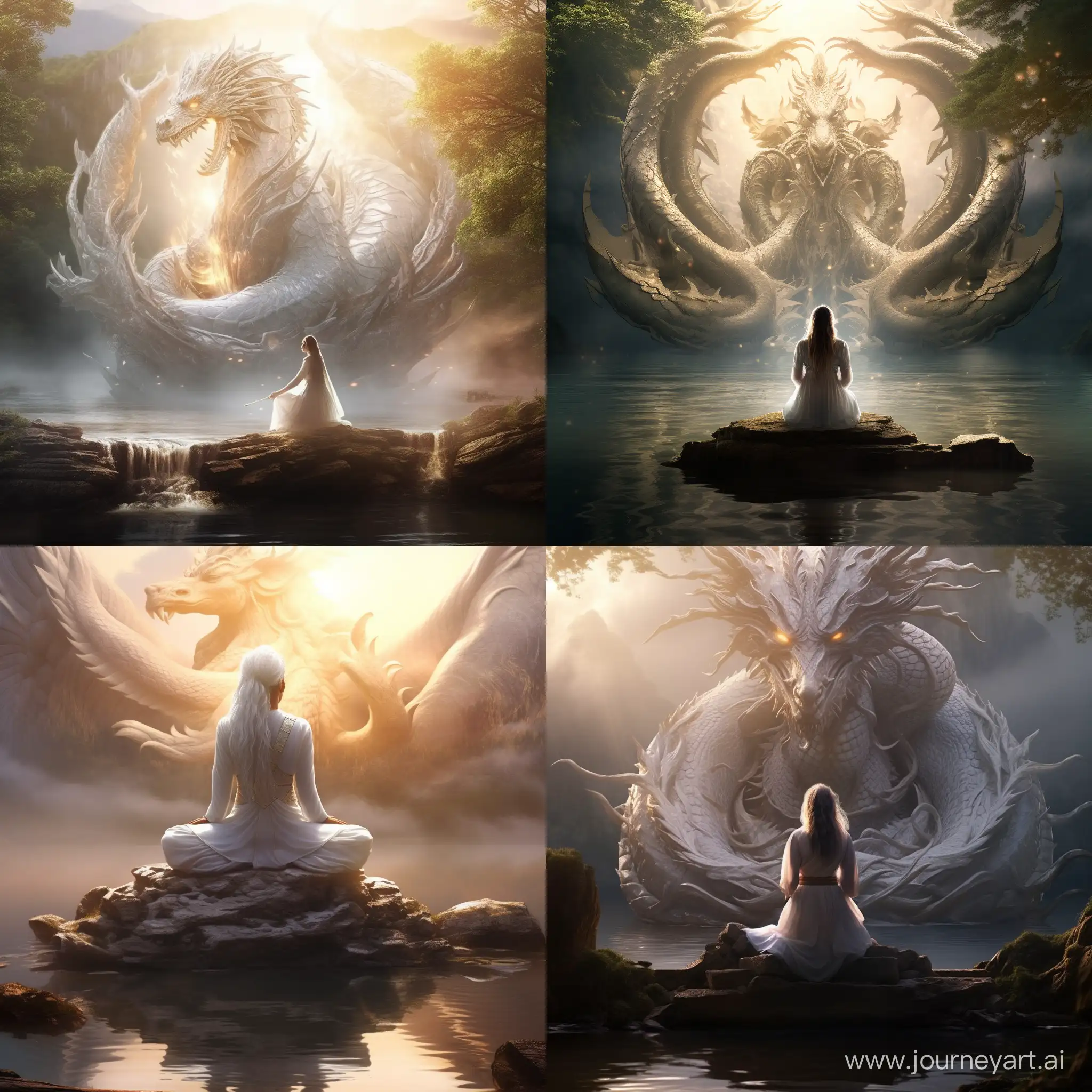 Empowering-Meditation-by-the-Lake-with-a-Battle-Mage-and-Holy-Dragon