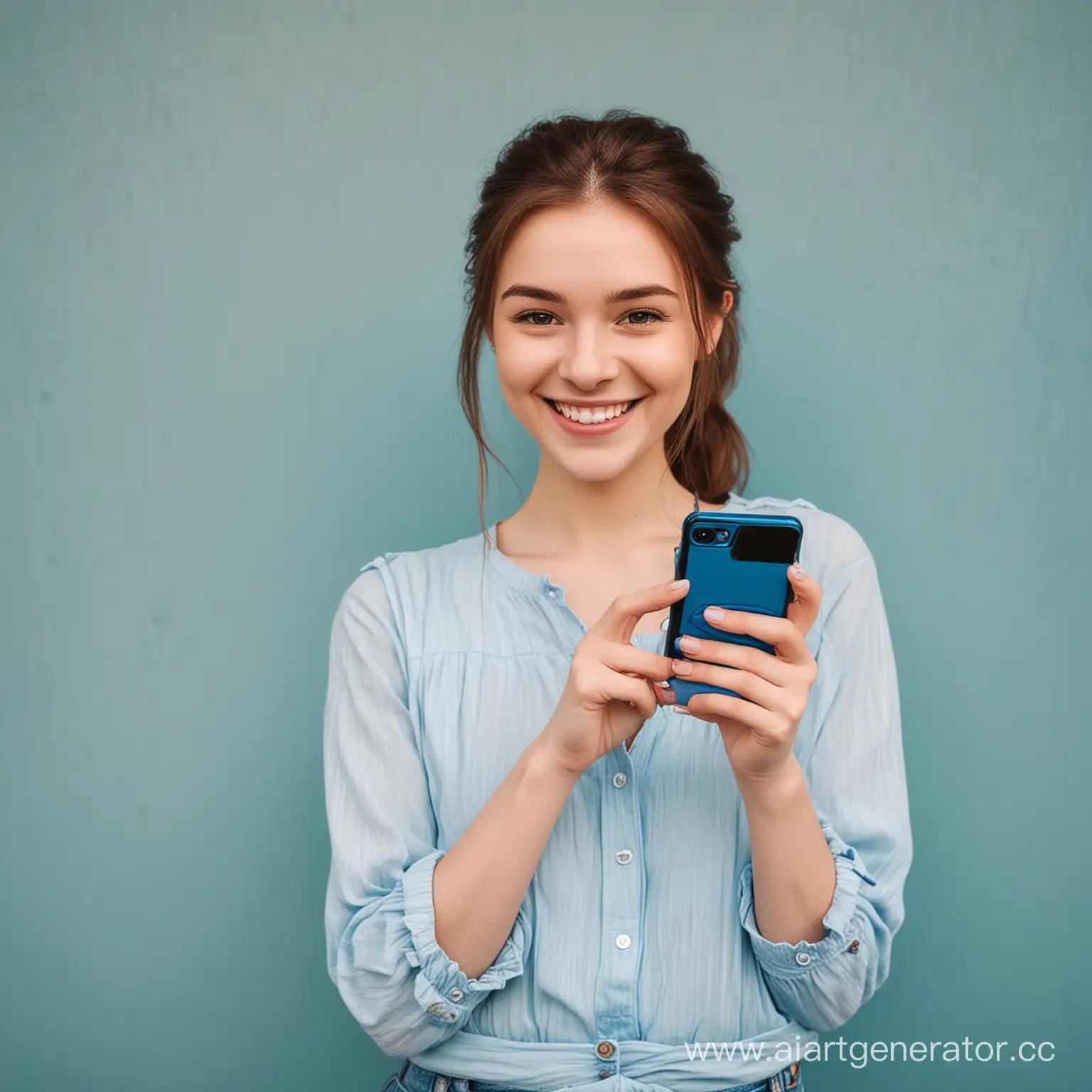 Cheerful-Girl-Embracing-Spring-with-Blue-Background-Phone-Capture