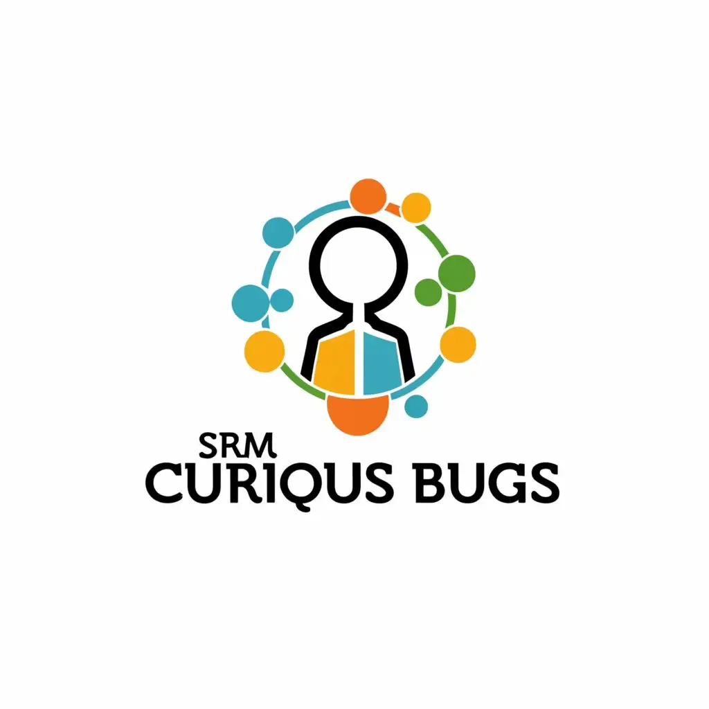 a logo design,with the text "SRM CURIOUS BUGS", main symbol:Research scholar with connecting with people,complex,be used in Education industry,clear background