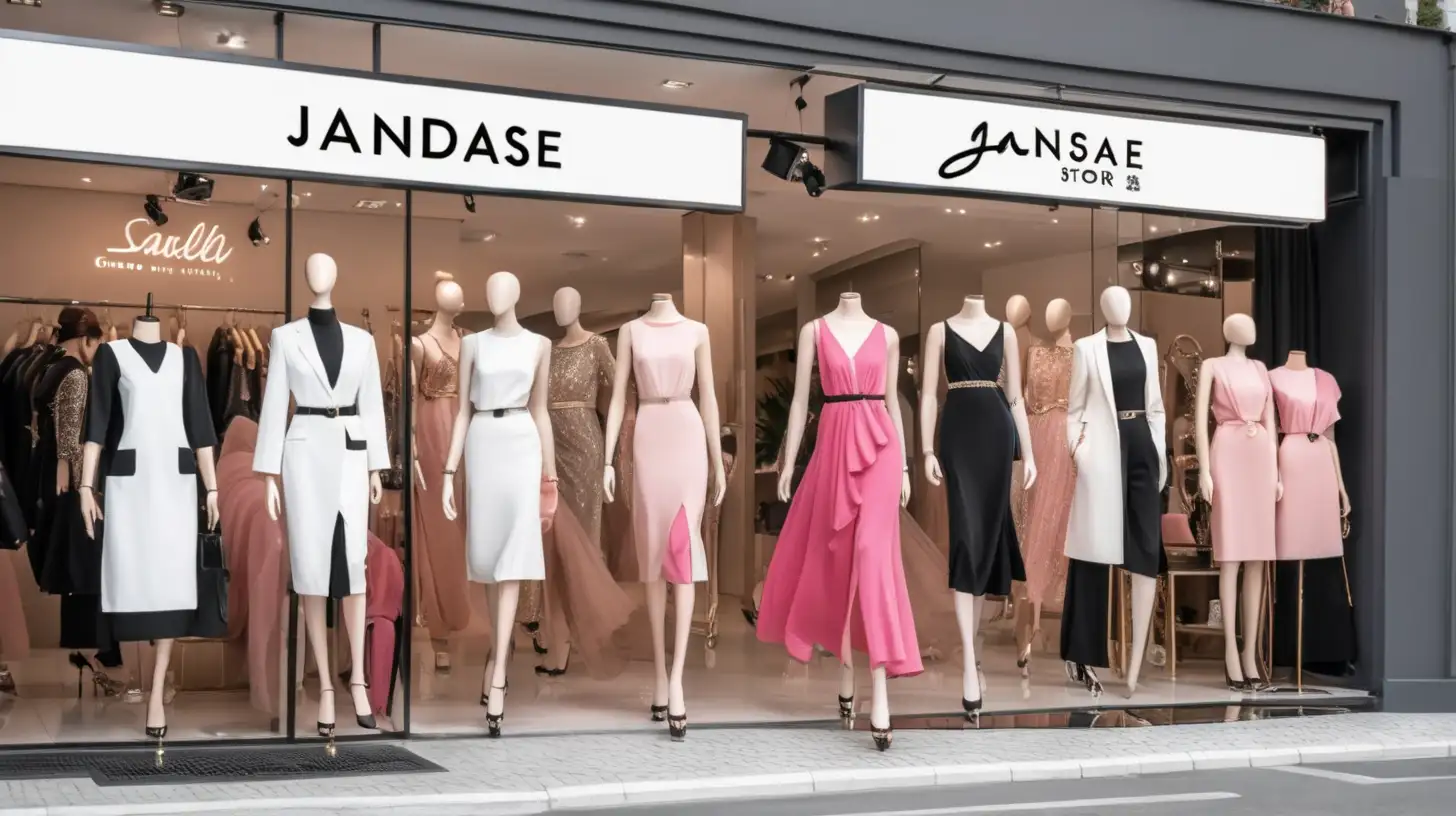 Launching new online fashion dress Store with a sign board Jandase