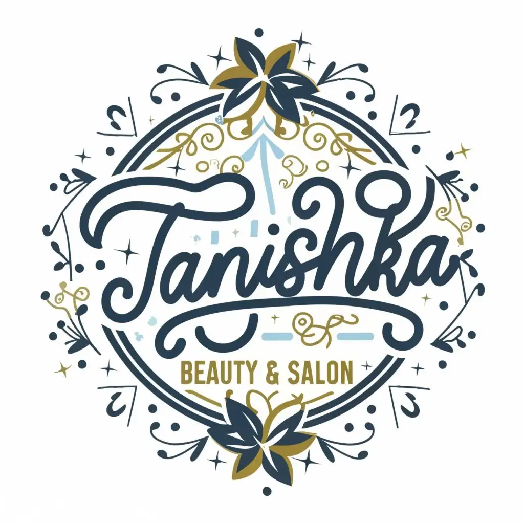 logo, in circle, with the text "tanishka beauty & salon", typography, be used in Beauty Spa industry