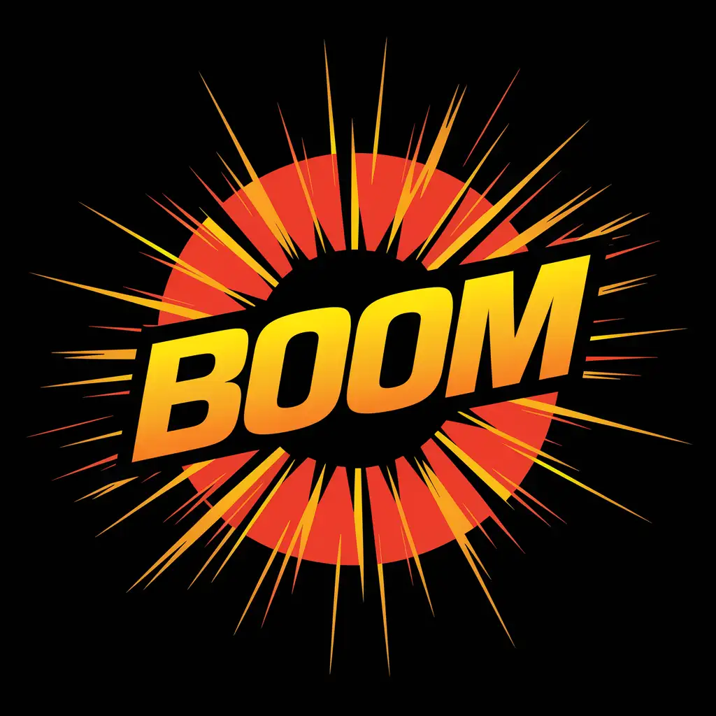 логотип с взрывающийся шаром и словом Boom
