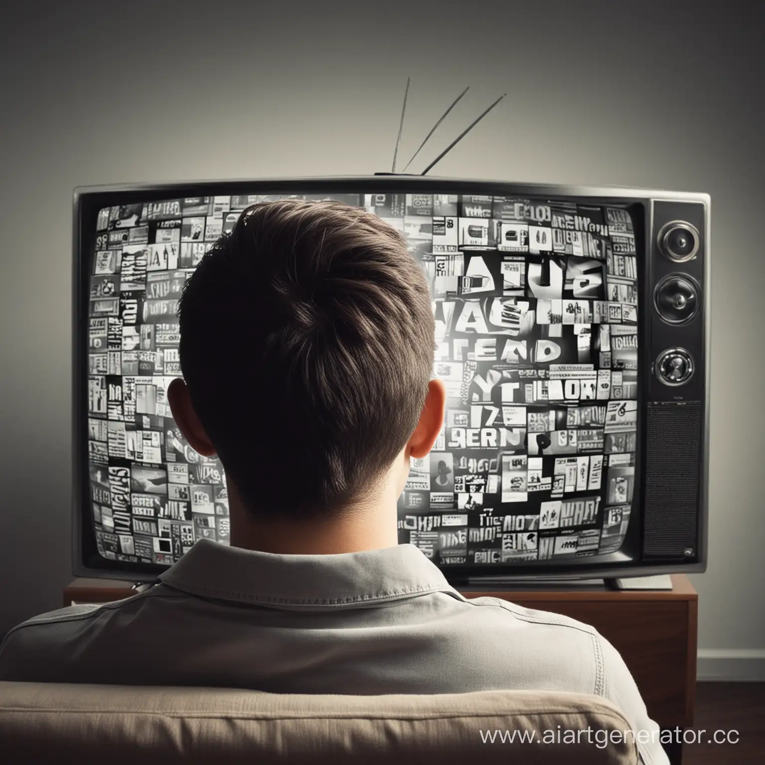 человек смотрит телевизор и видит рекламу в это время в голове человека идет реклама

