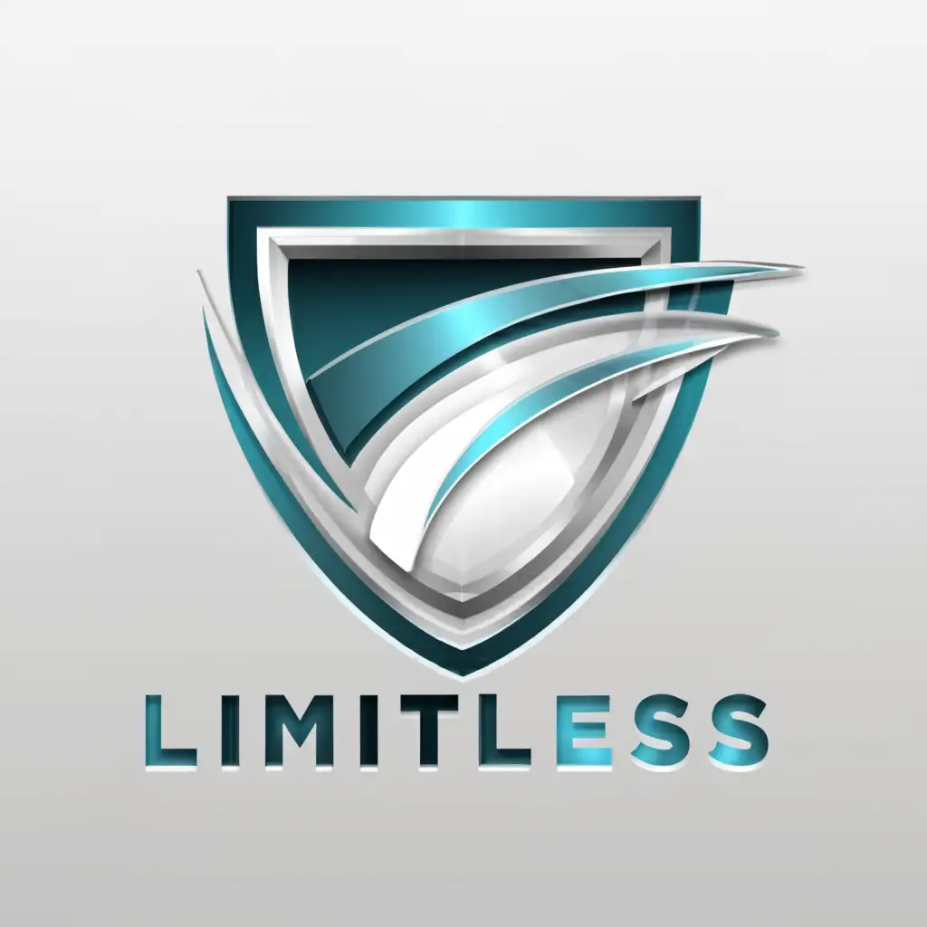 a logo design,with the text "Limitless", main symbol:Cyan shield,Moderate,clear background