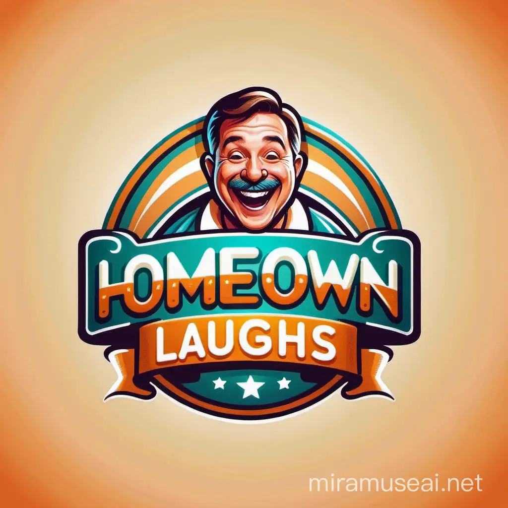 Hometown Laughs Logo Quirky Cartoon Characters Celebrating Local Humor
