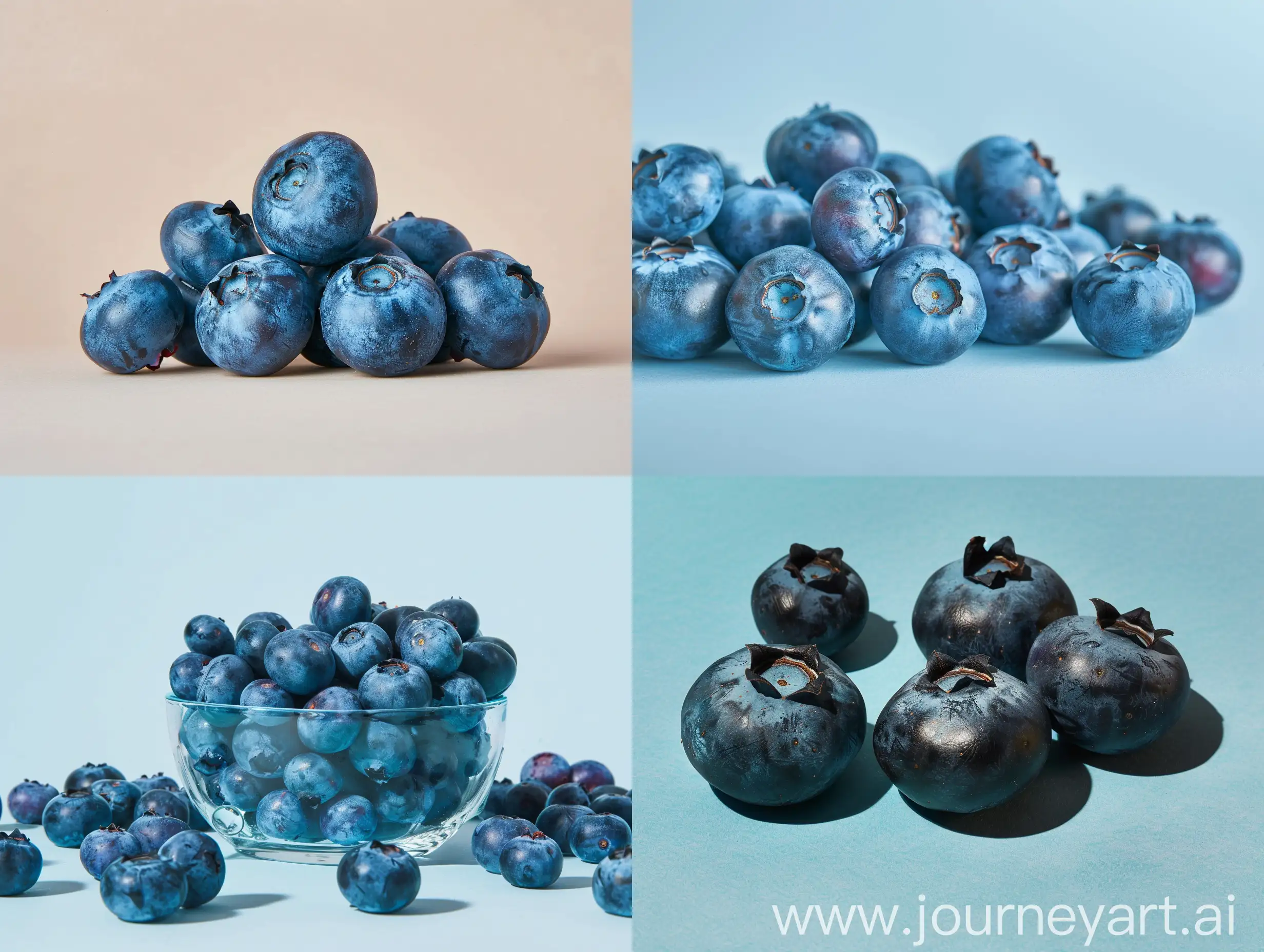 Studio shot of blueberries with a single color background