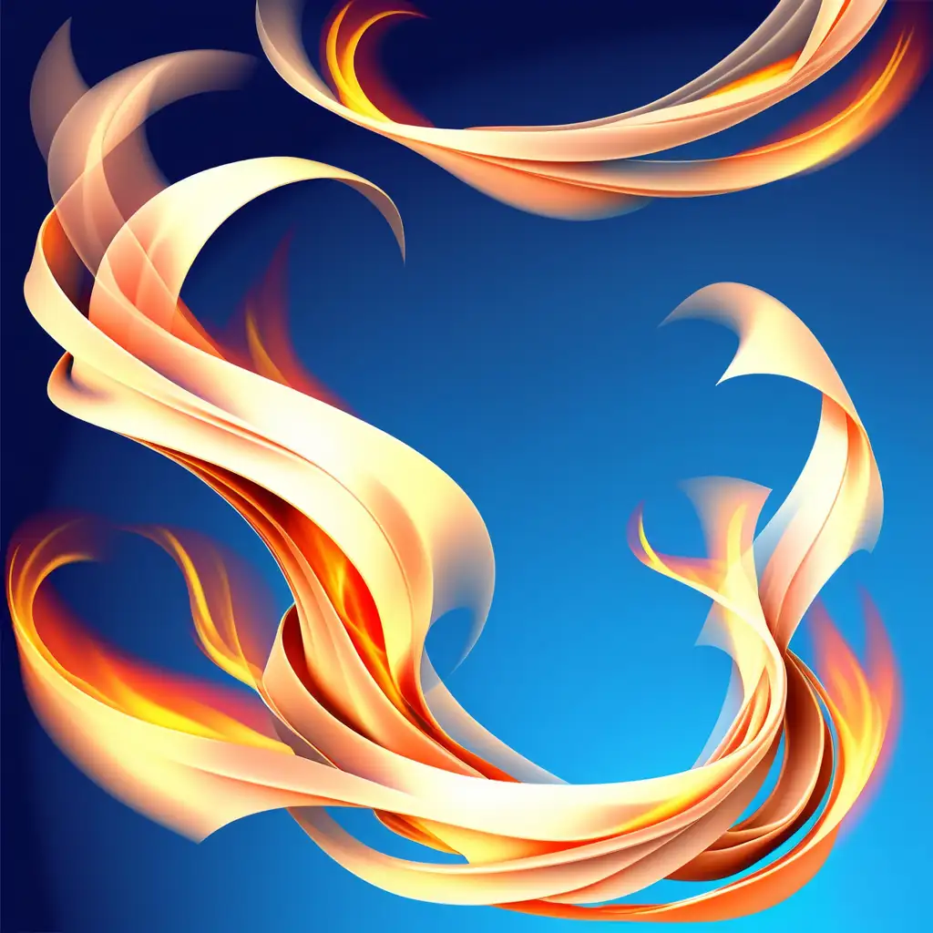 Dynamic Fast Forward Motion with Wind and Fire on Blue Background
