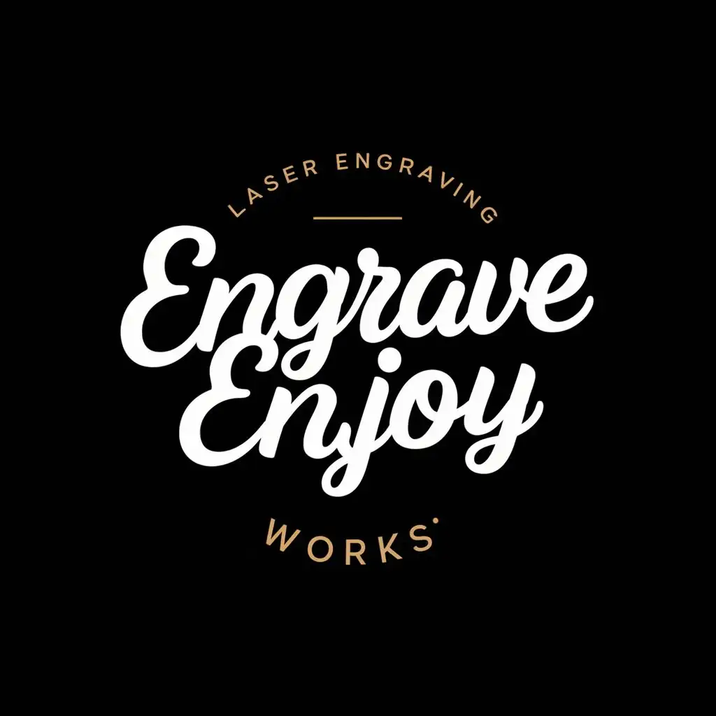 logo, Design Engrave Enjoy, with the text "Laser Engraving Works", typography