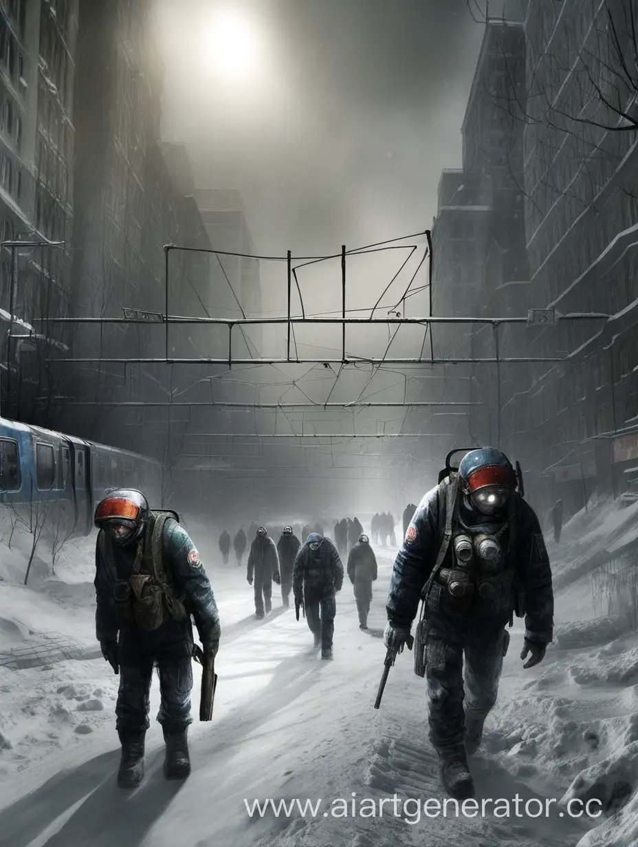 нарисуй метро 2033 как люди выбираются на поверхность из москвы
