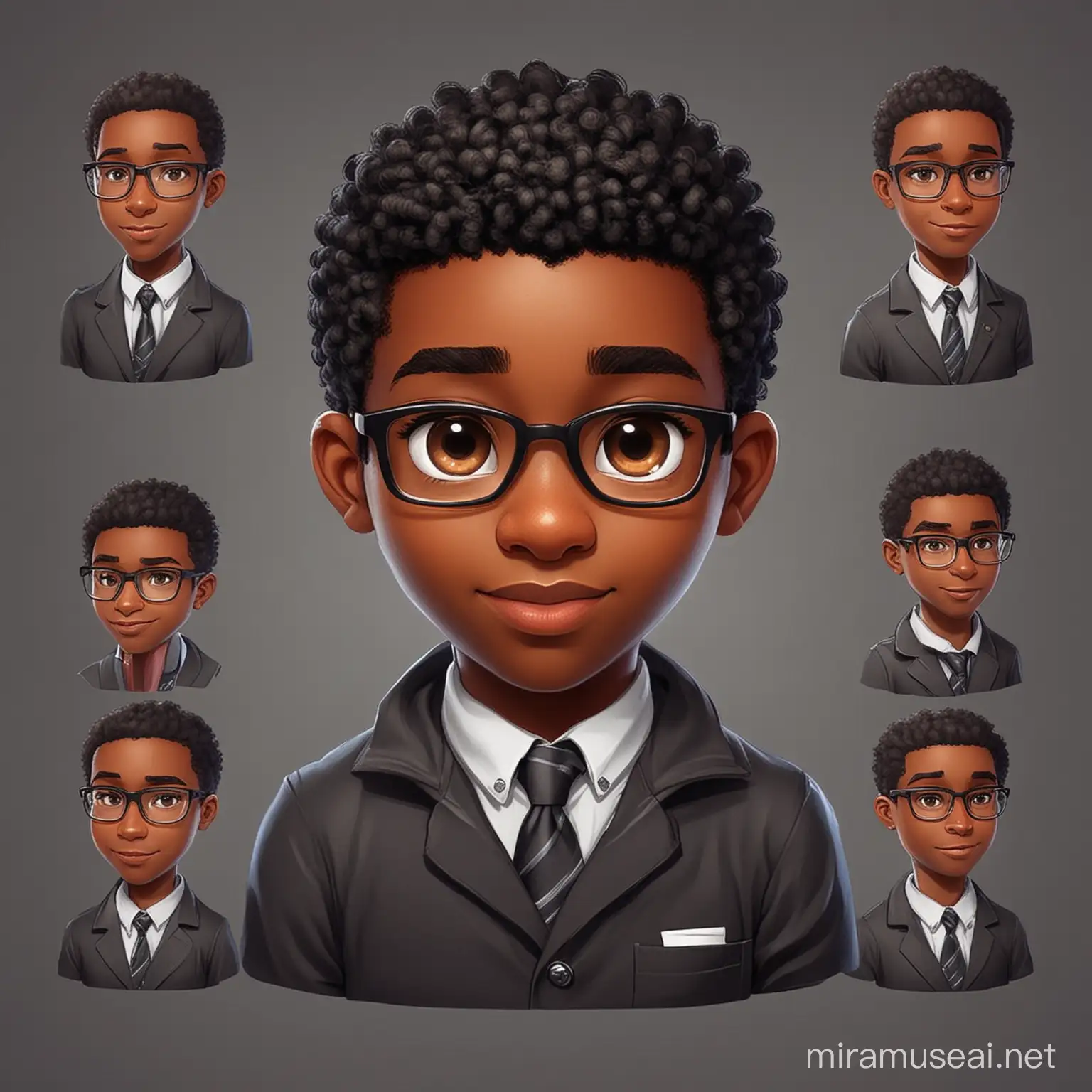 Cartoon black student programmer avatar