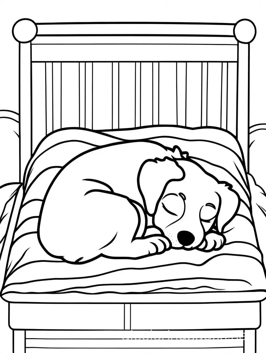 Adorable-Puppy-Napping-on-Bed-Coloring-Page