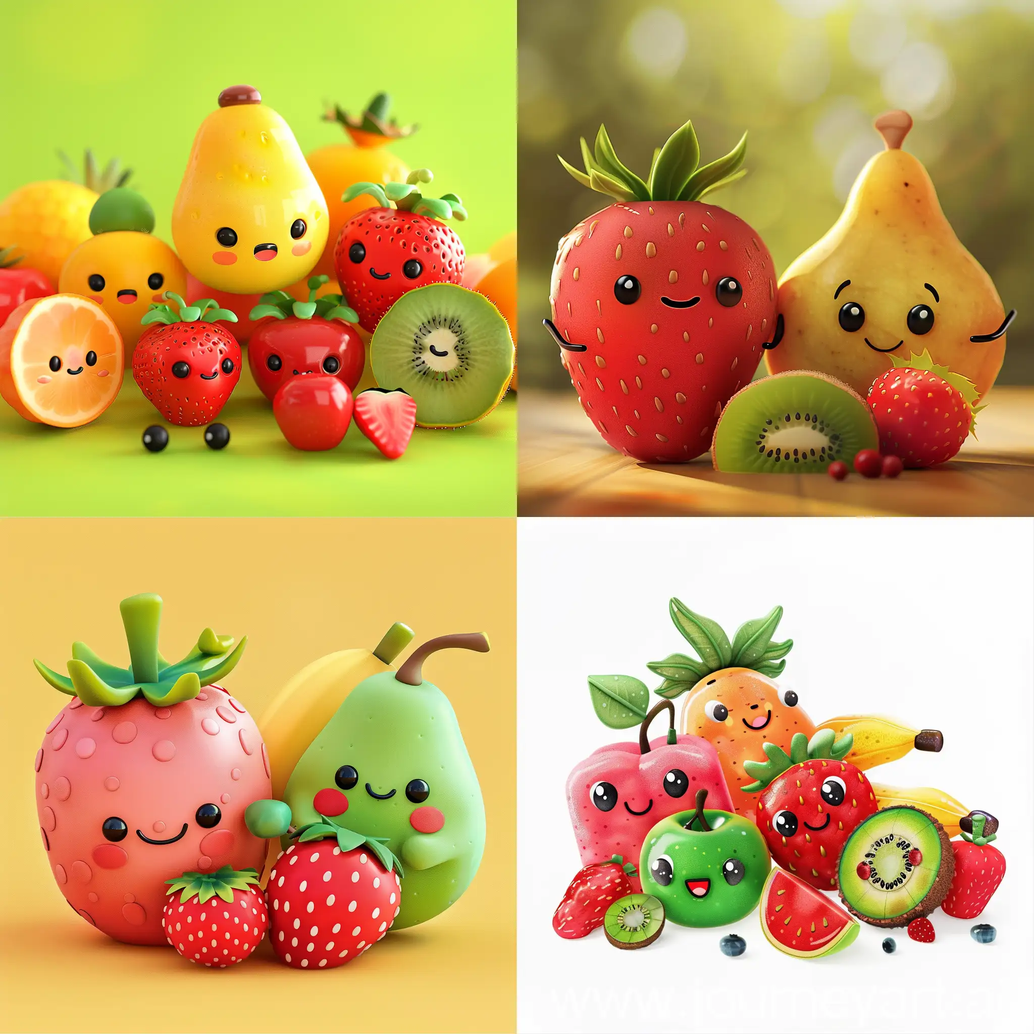 cute 2d fruits 2d illustration
