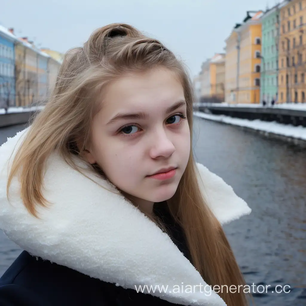 Young-Woman-with-WheatColored-Hair-in-Winter-Sideways-Pose-Saint-Petersburg