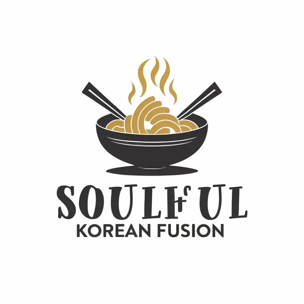 logo, classy, food bowl, house of noodles, black people food, with the text "Soulful Korean Fusion", typography, be used in Restaurant industry