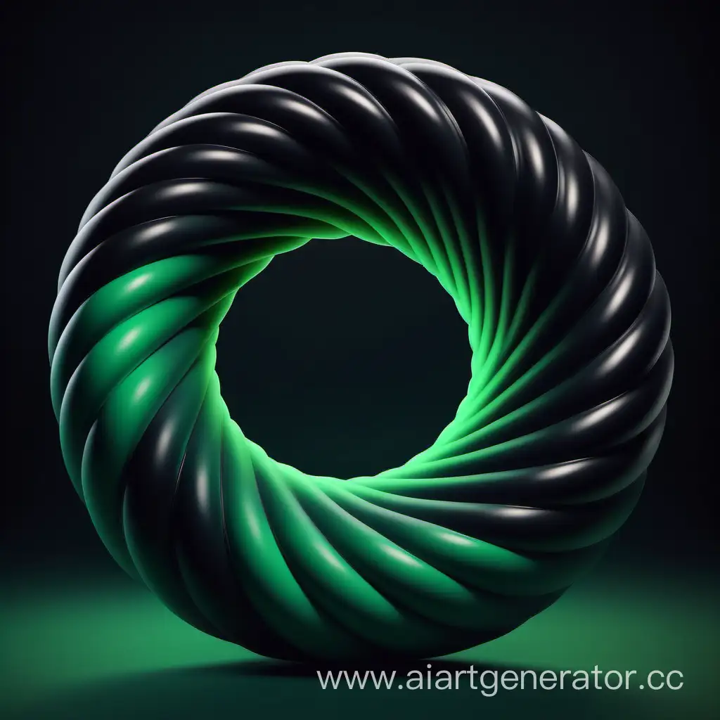 A torus with a gradient of black and green colors