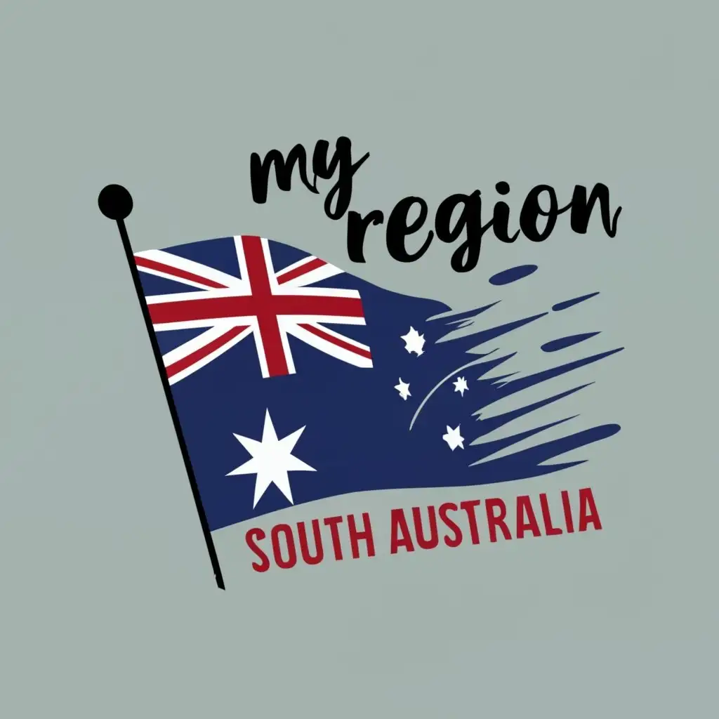 logo, Australia flag, with the text "My region South Australia", typography, be used in Travel industry