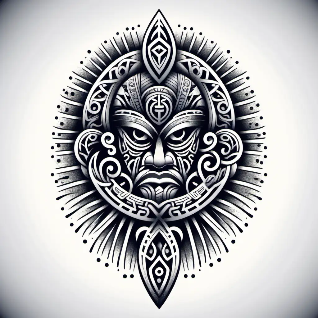 Oldschool Tattoo TShirt Design with Maori Motifs on White Background