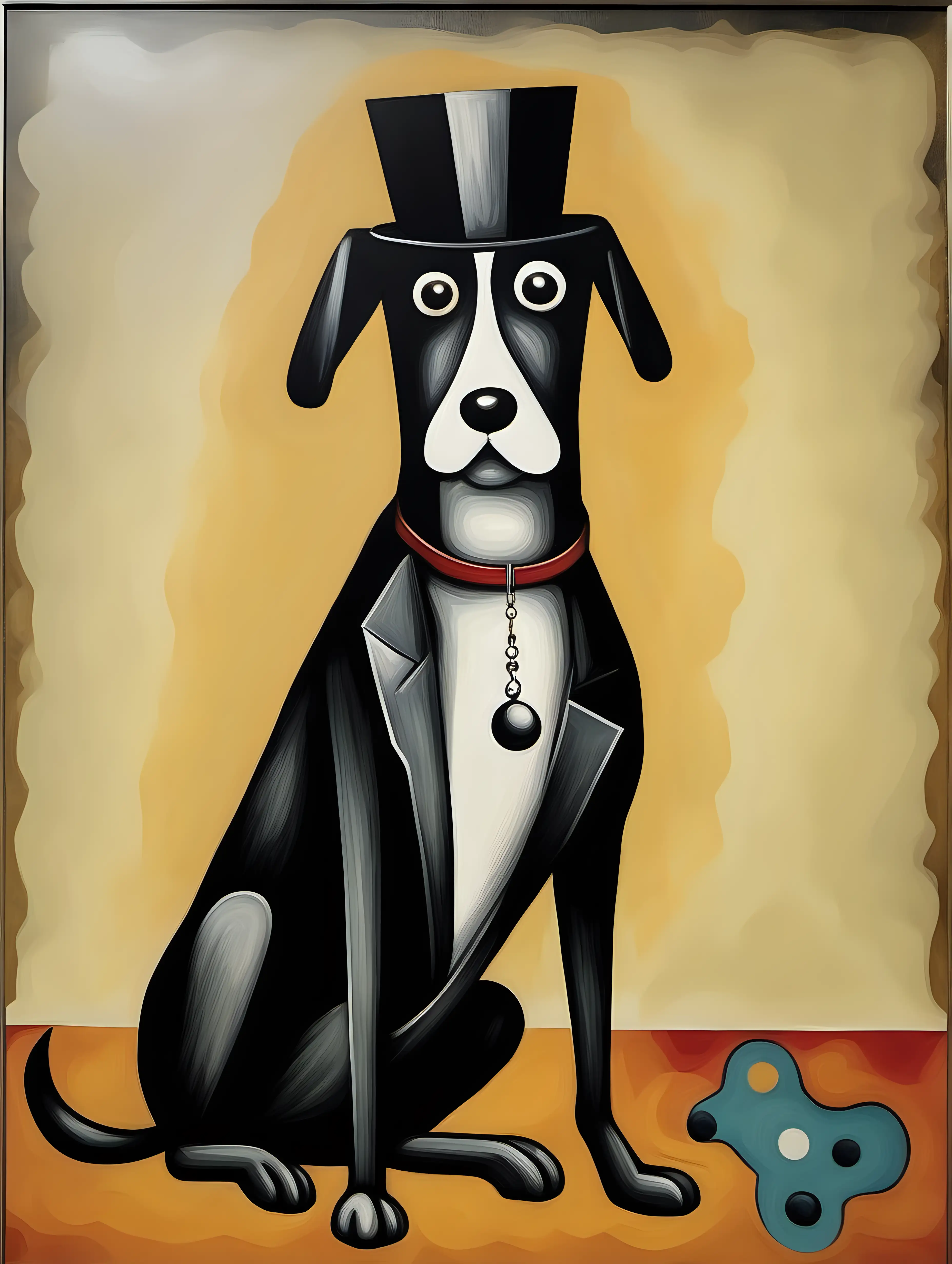 Dadaism Art style painting of a dog