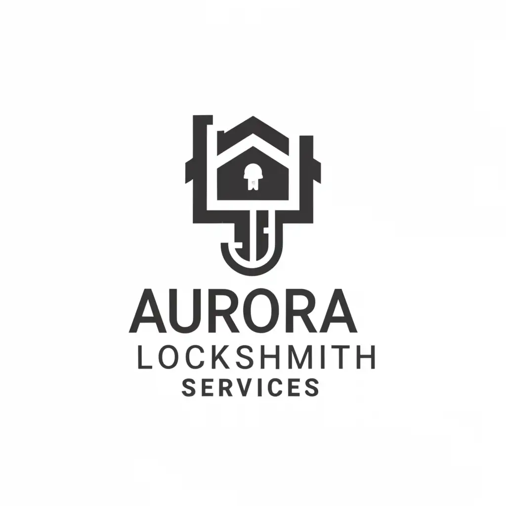 a logo design,with the text "Aurora Locksmith Services", main symbol:house key,Minimalistic,clear background