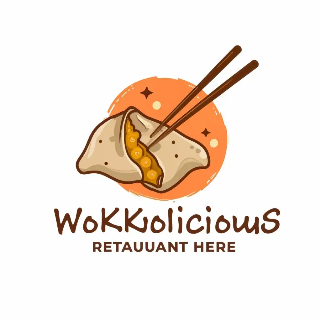 a logo design, with the text 'Wokulicious' not Wokkulilciows, main symbol: a dumpling, Minimalistic, to be used in the Restaurant industry, clear background