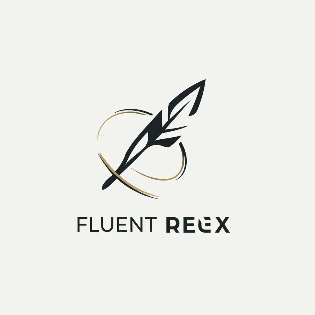 a logo design,with the text "fluent regex", main symbol:pen feather,Minimalistic,be used in Beauty Spa industry,clear background