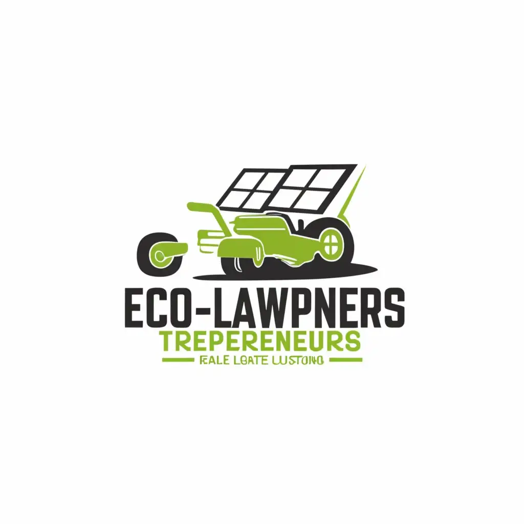 a logo design,with the text "eco-lawntrepreneurs", main symbol:solar lawn mowers,complex,be used in Real Estate industry,clear background