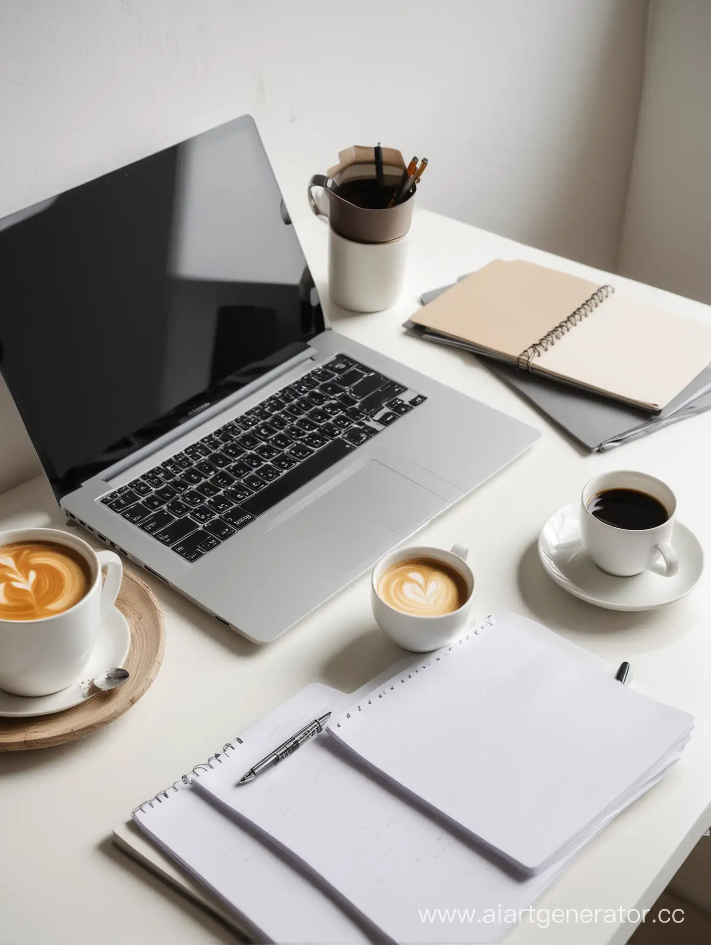 Стакан с кофе, ноутбук, приложение, дизайн, работа, эстетика, стол, светлая комната

