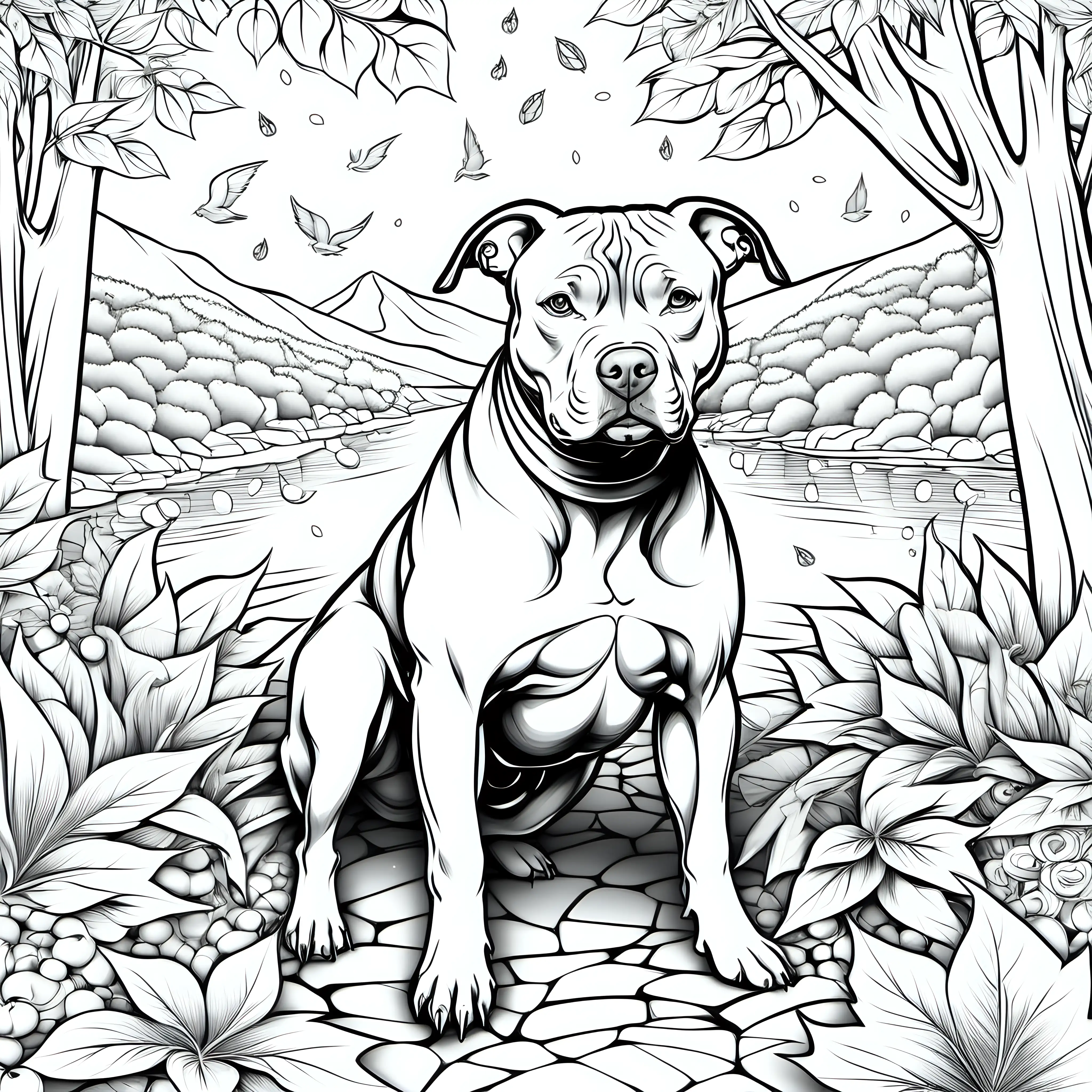 Seasonal Pitbull Coloring Page for Adults