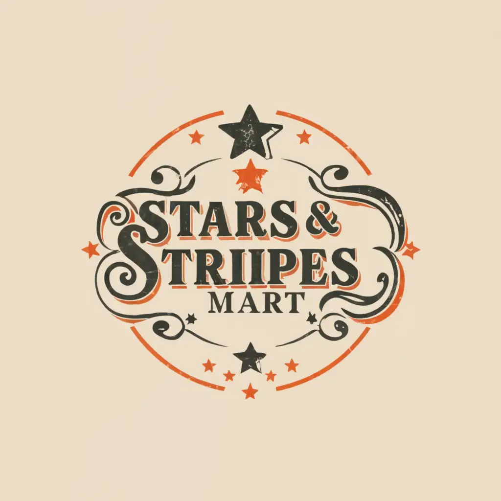 a logo design,with the text "Stars & Stripes Mart", main symbol:any,Minimalistic,clear background