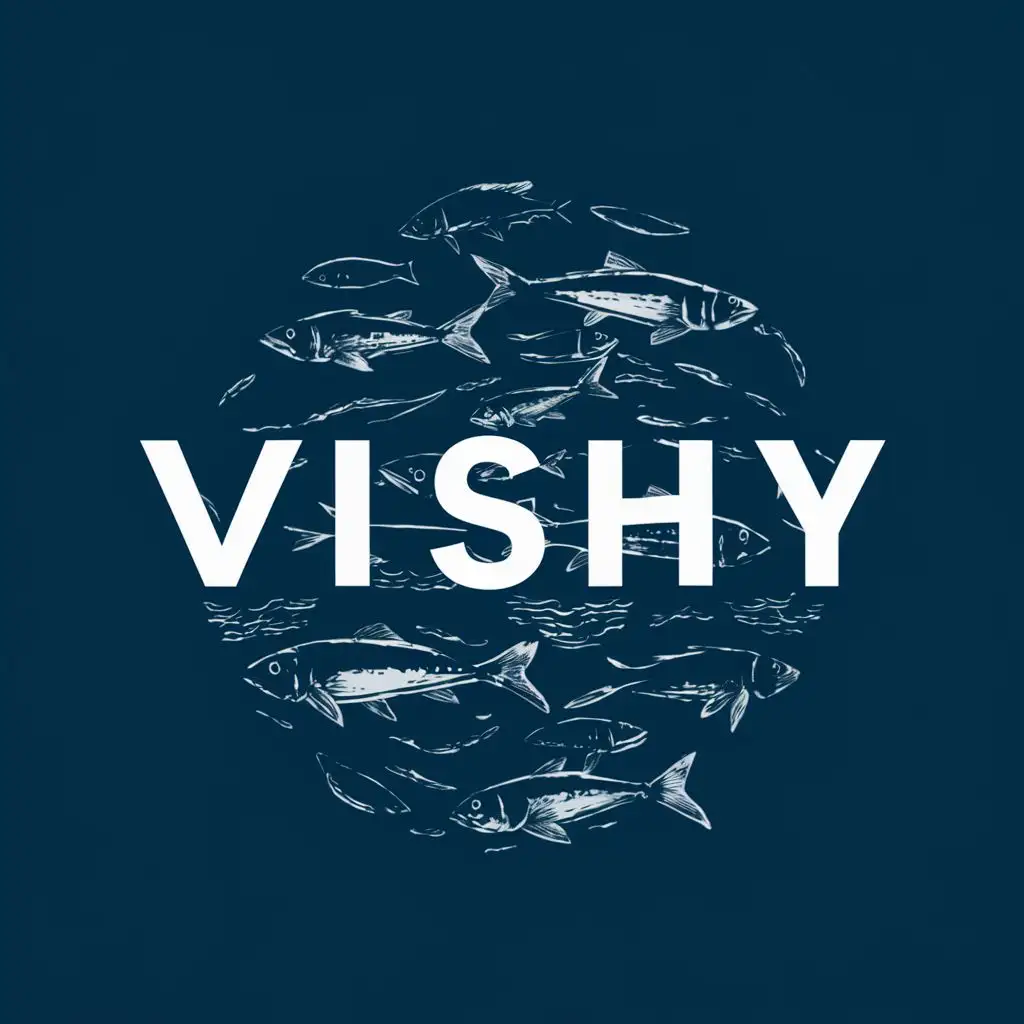 logo, Fish in ocean, with the text "Vishy", typography