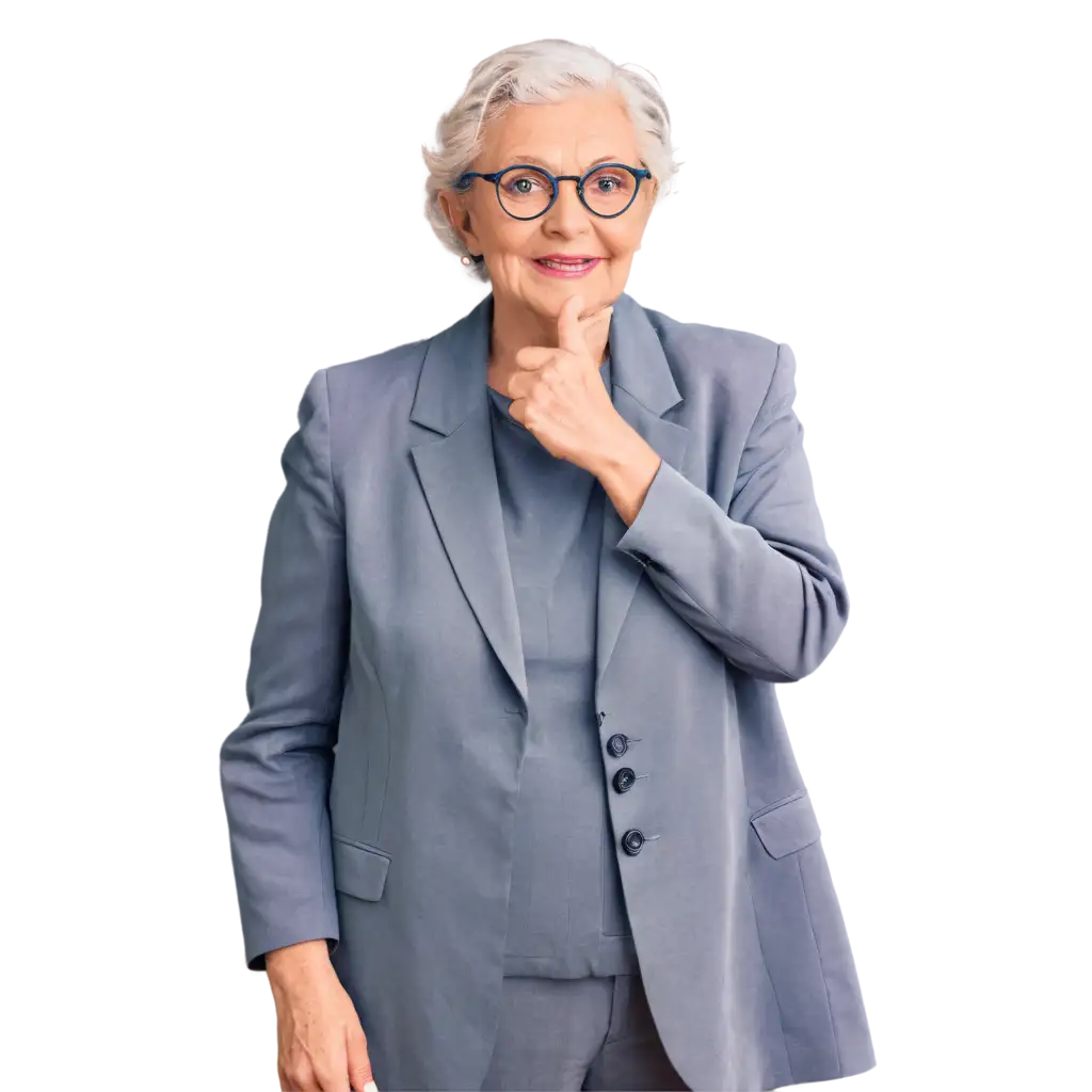 Elegant-Old-Lady-Front-View-PNG-Image-with-Spectacles-HighQuality-Illustration-for-Digital-Projects