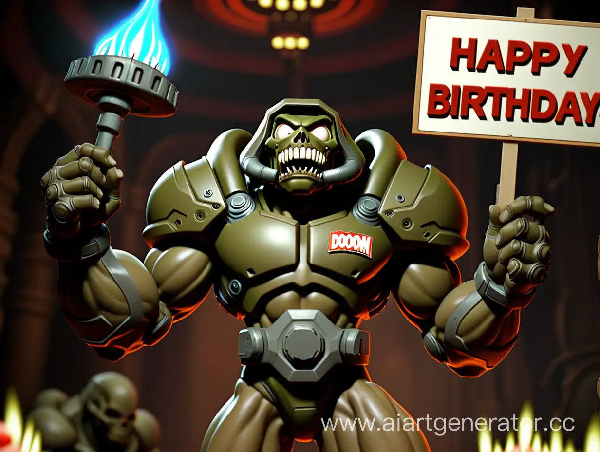 DOOM-Game-Hero-Wishing-Pasha-Happy-Birthday-with-a-Sign