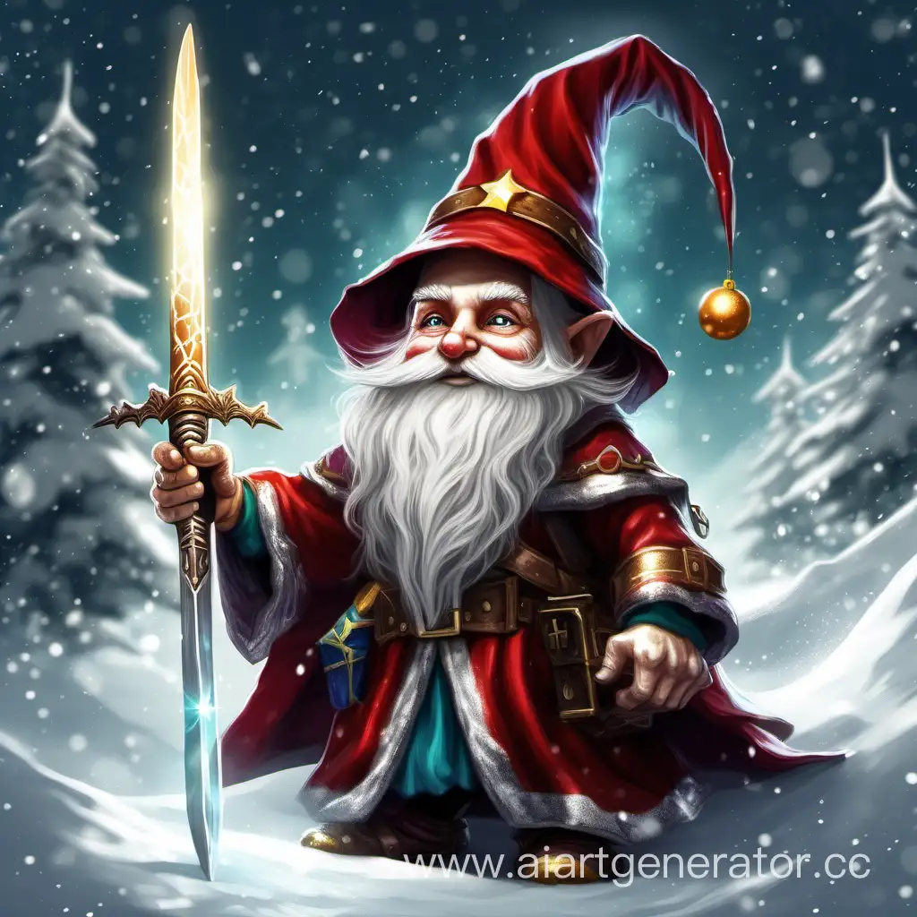 Enchanting-Christmas-Gnome-Wizard-Wielding-a-Legendary-Sword