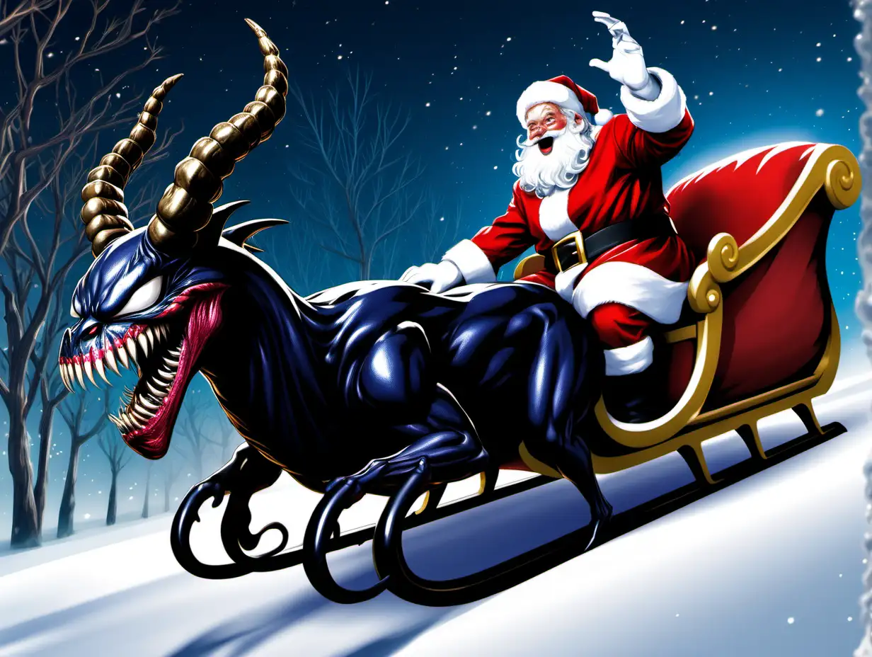 Santa and Venom Unite for a Sleigh Ride Adventure