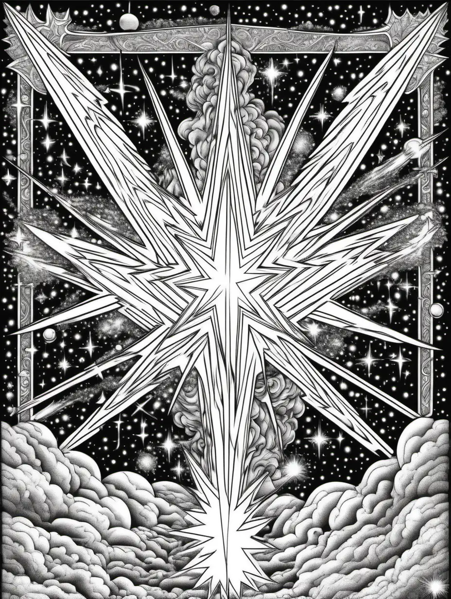 Cosmic Quantum Dreams Adult Coloring Book Mantel Power Lightning and Stardust