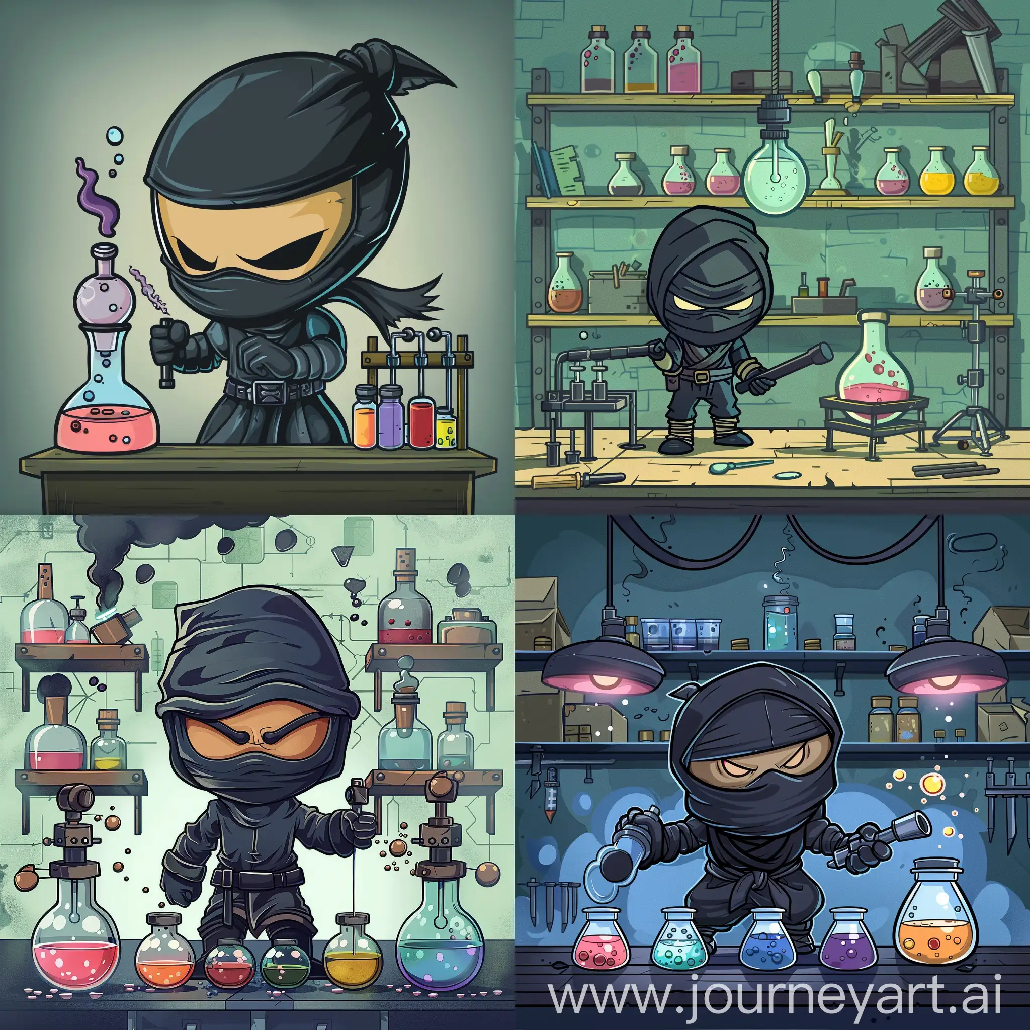 cartoon ninja chemical lab