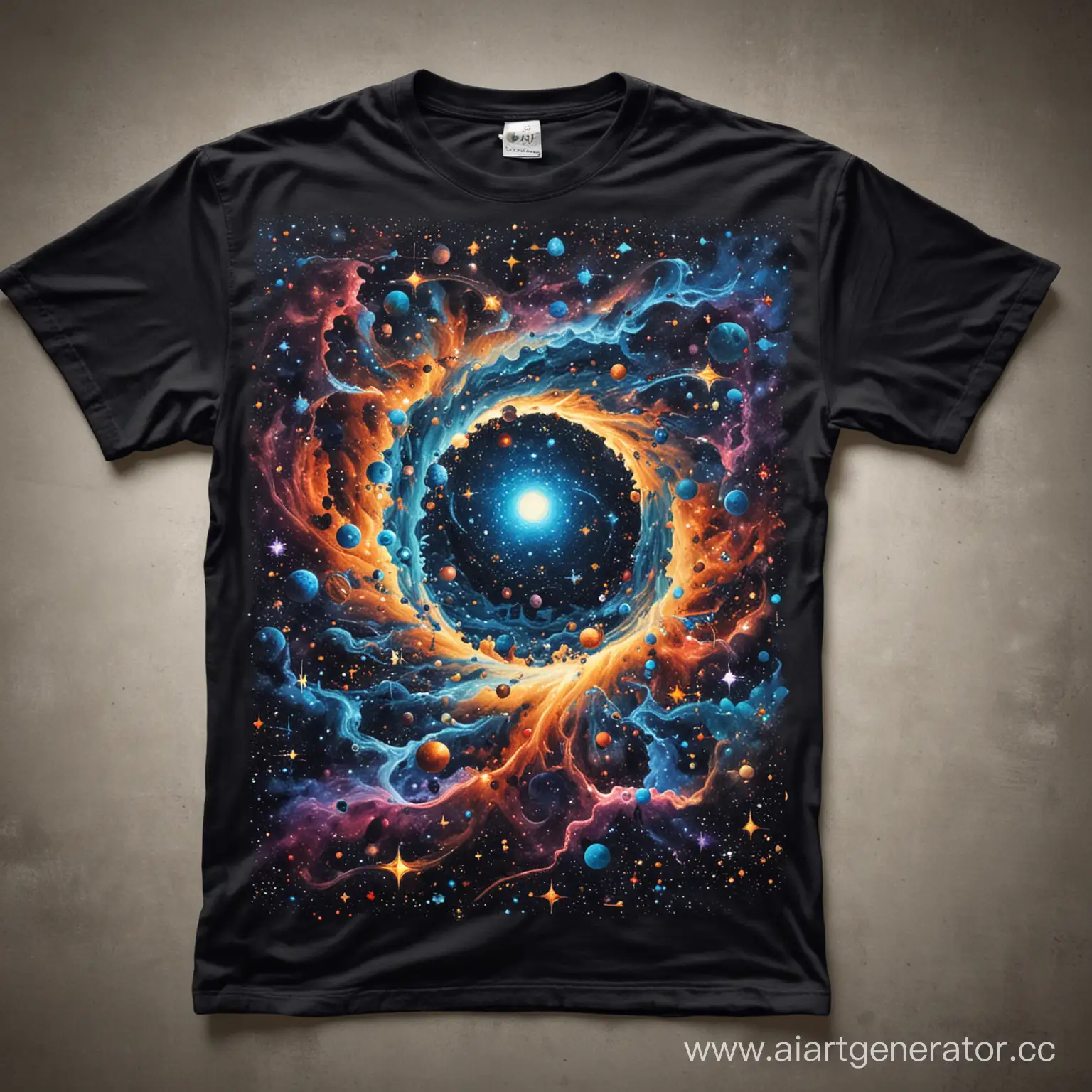 Сгенерируй принт на футболку : хаос вселенной