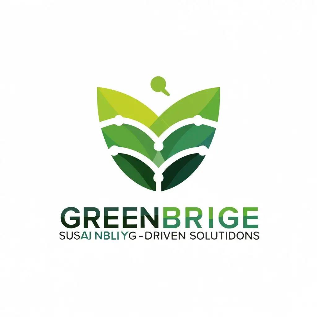 a logo design,with the text "create a logo for a company named GreenBridge having a design of Leaf & Analytics Symbol: A stylized leaf with data points or lines integrated into its design, in a gradient of green. Colors: Gradient of green (e.g., olive green to emerald or teal to aqua), possibly with white accents. Font: Modern, clean, and sans-serif font like Source Sans Pro, Roboto, or Helvetica Neue. Overall look: Sustainable, data-driven, and emphasizes the environmental focus..", main symbol:Bridge and nature,Moderate,be used in Technology industry,clear background